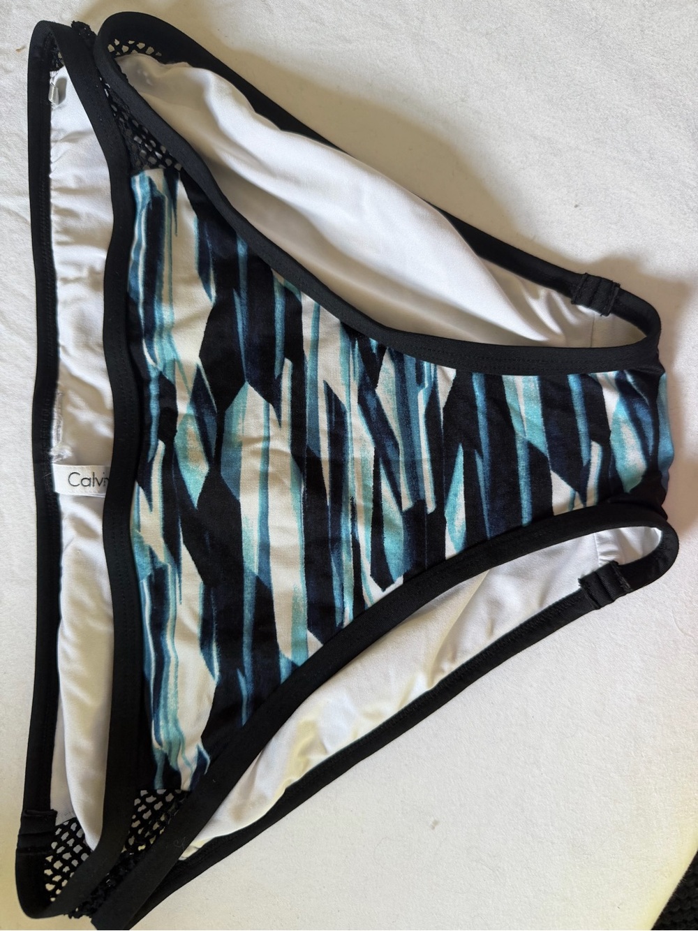 Calvin Klein Black & Blue Striped Bikini Bottom
